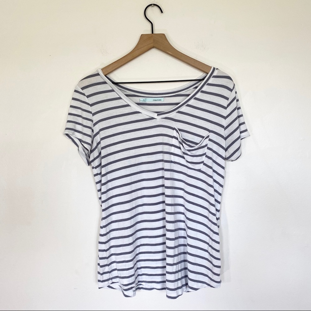 Maurices Striped V Neck Top